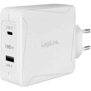 Logilink 230v Oplader Usb-A/usb-C Pd Gan - 100w - Hvid