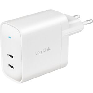 Logilink 230v Oplader 2x Usb-C Pd - Gan - 40w - Hvid