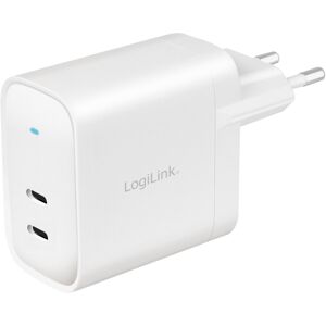 Logilink 230v Oplader 2x Usb-C Pd - Gan - 65w - Hvid