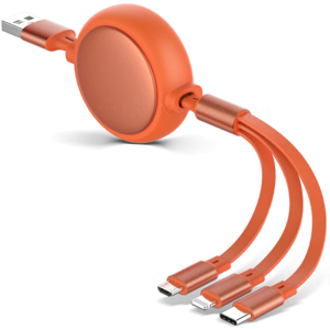 Usb-A Til Micro-B/usb-C/lightning Kabel - 1.2 M - Orange