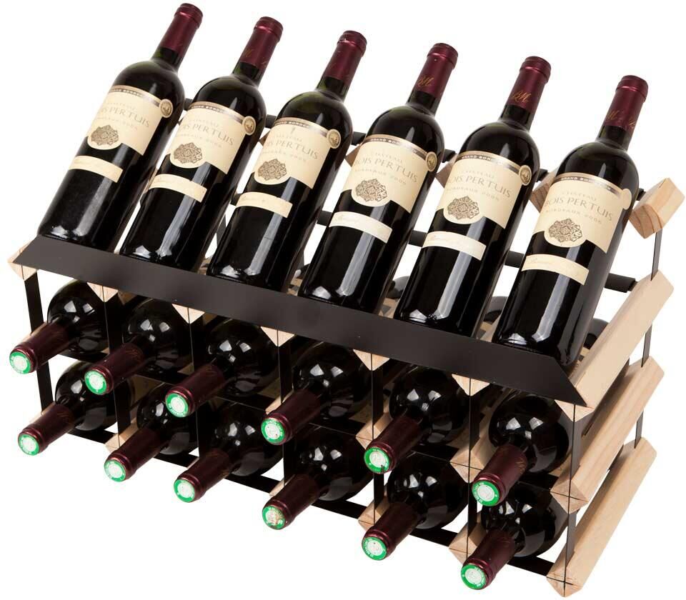 Mensolas Med Display - 18 Flasker I Fyrretræ Mensolas Med Display - 18 Flasker I Fyrretræ