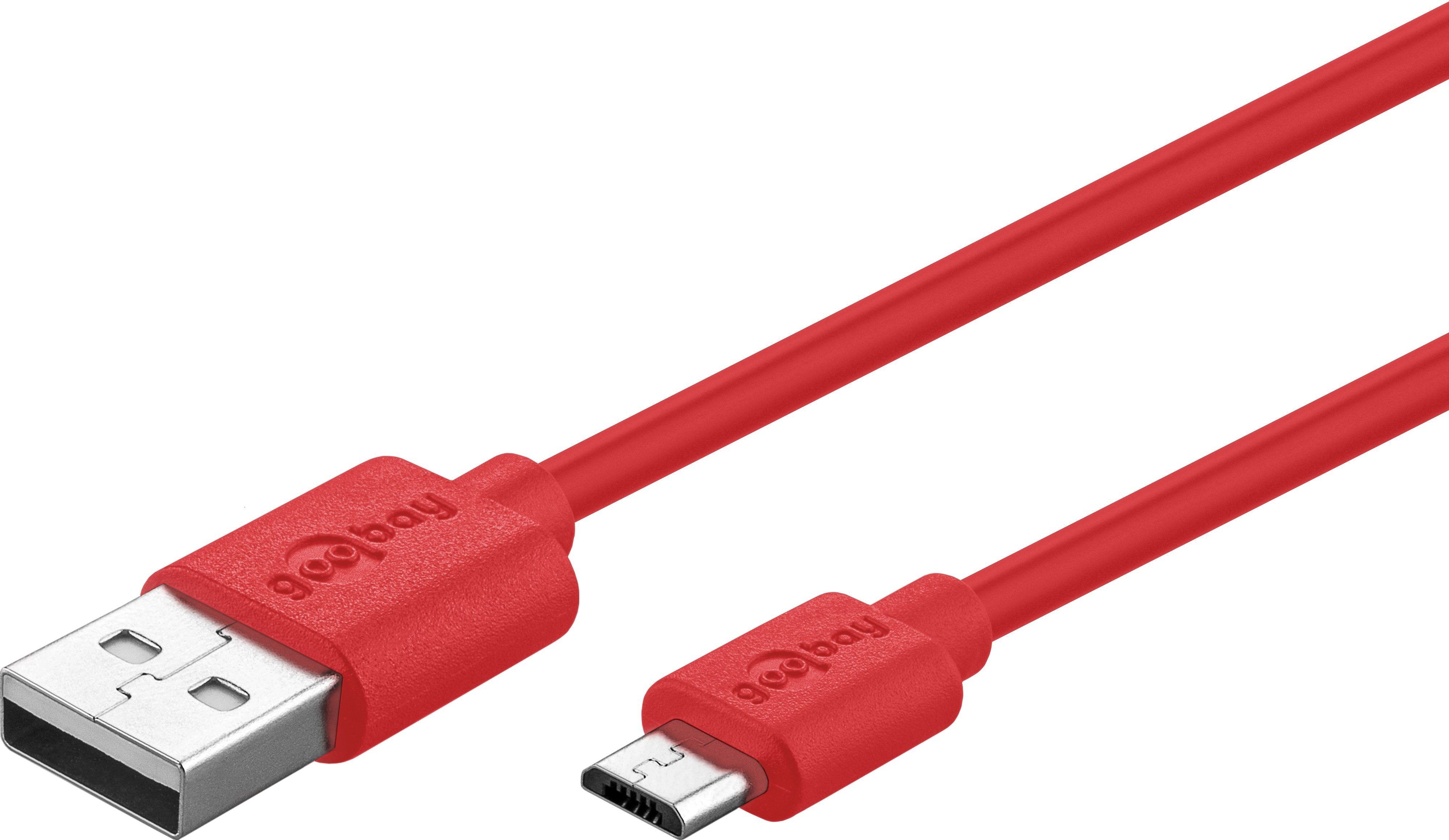 Goobay MicroUSB-kabel Goobay rød 1 meter Goobay MicroUSB-kabel Goobay rød 1 meter