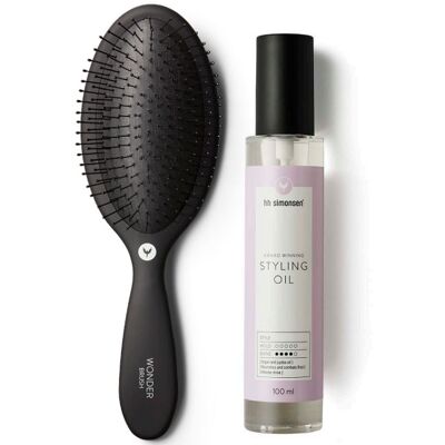 Hh Simonsen Styling Oil + Wonder Brush Black Sampak Hh Simonsen Styling Oil + Wonder Brush Black Sampak