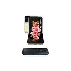 Samsung Galaxy Z Flip3 5G – Plegable, pantalla 6,7” (AMOLED FHD+, 8GB RAM + 256GB almacenamiento, doble cámara trasera, 3300 mAh carga rápida 25W) Beige [Versión ES] + Wireless Charger Dúo