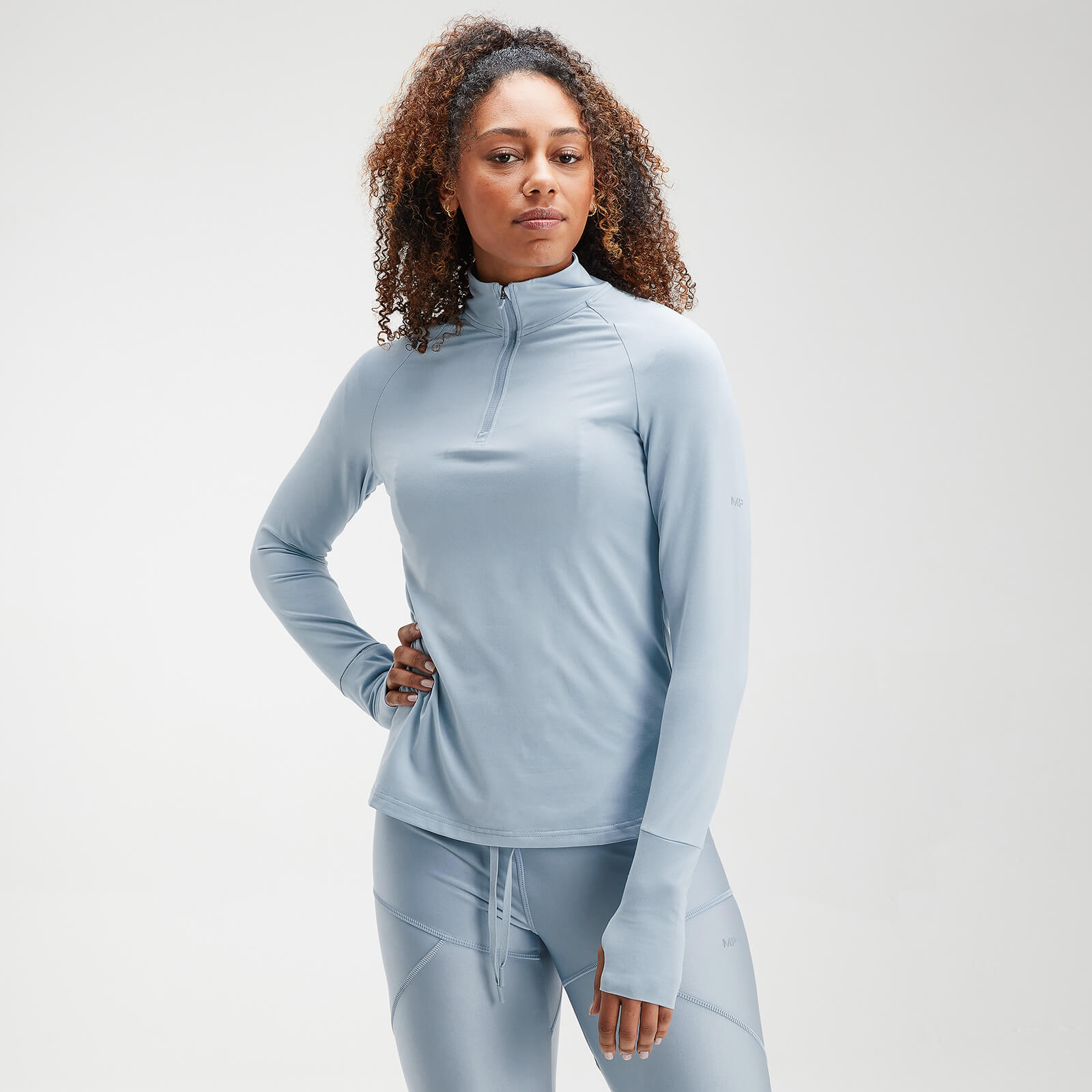 Mp Women's Velocity 1/4 Zip Top- Light Blue - XXS