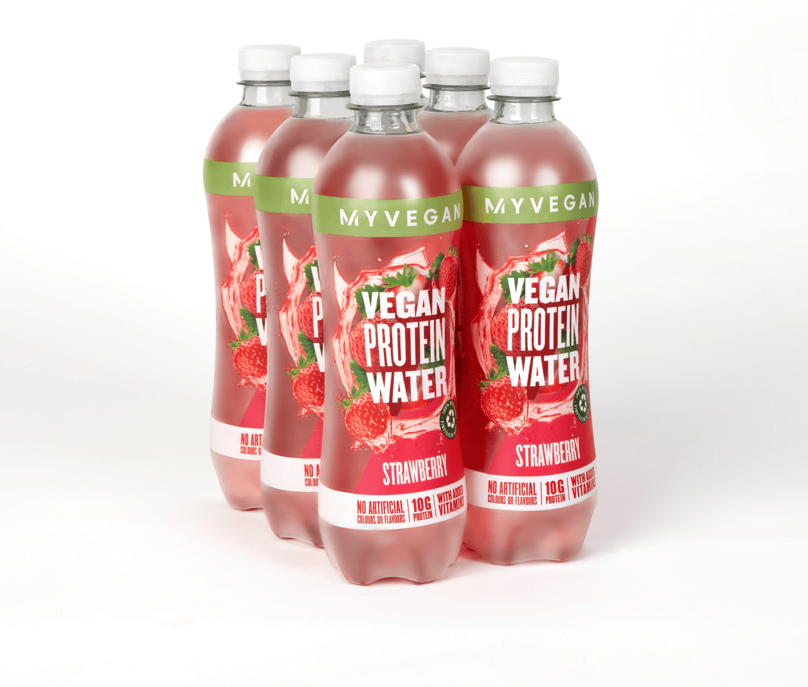 Myvegan Agua Proteica Vegana - 6 x 500ml - Botella - Fresa Myvegan Agua Proteica Vegana - 6 x 500ml - Botella - Fresa