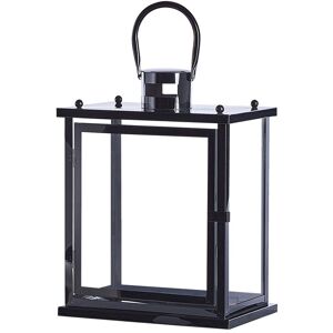 Beliani Farolillo de metal negro 34 cm