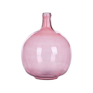 Beliani Jarrón decorativo en vidrio rosa H31