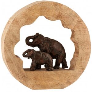 LANADECO Figura elefante + cría madera de mango aluminio bronce alt. 30