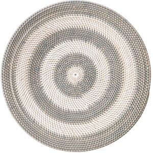 NATYAL Plato decorativo de ratán gris y blanco 70 cm