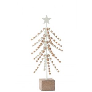 LANADECO Árbol de navidad decorativo de madera y metal blanco de 25x25x58 cm