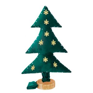 MX HOME Arbol de navidad luminoso de terciopelo verde con copos oro 70cm