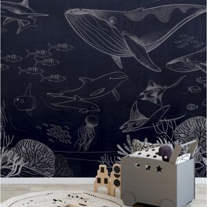 Acte Deco Papel pintado panorámico océano y animales marinos blanco 450x250cm