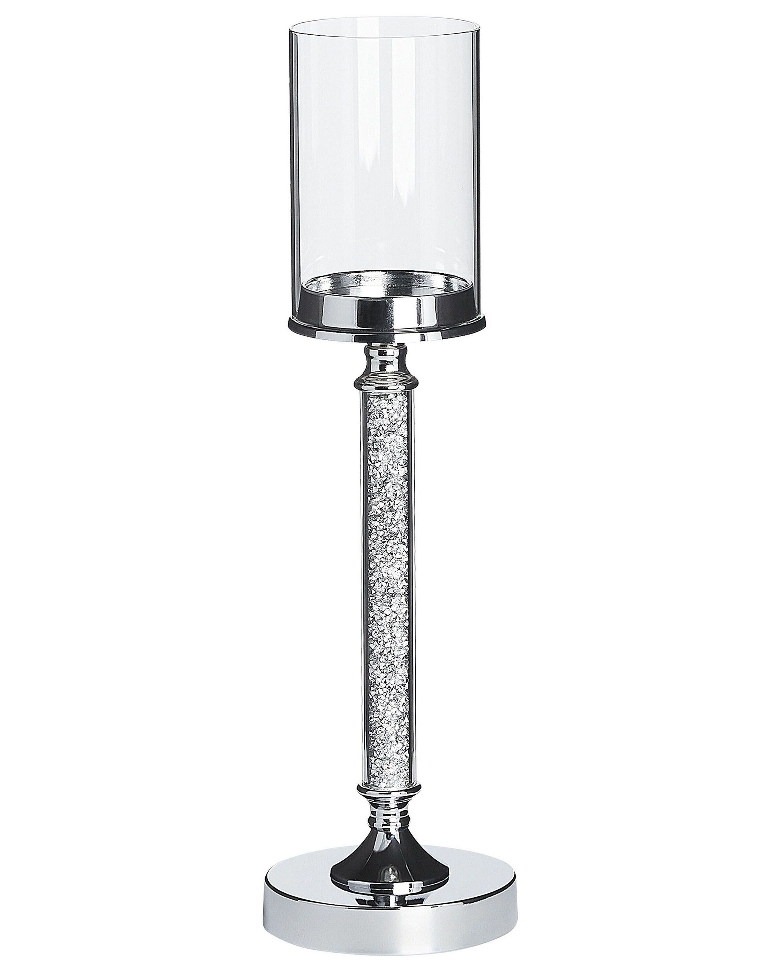 Beliani Candelabro de vidrio metal plateado 48 cm