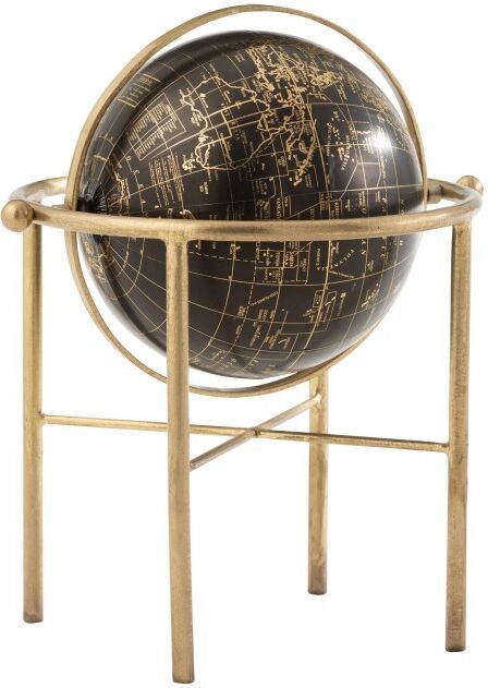 LANADECO Globo vintage hierro/plástico oro/negro H 36 cm