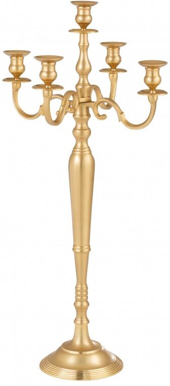 LANADECO Candelabro 5 brazos aluminio mate oro alt. 99 cm