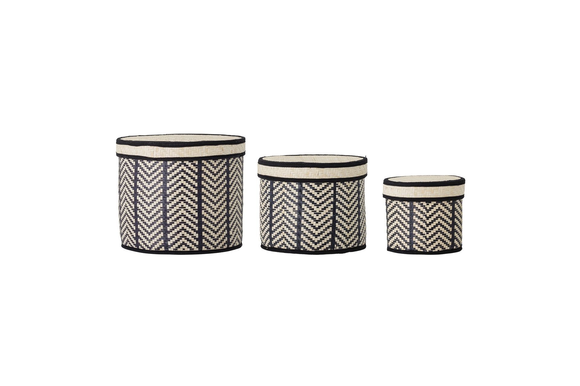 Bloomingville Set de 3 cestas con tapa en black seagrass