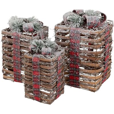 ECD GERMANY Conjunto de 3 Cajas de Regalo Navidad con Luces LED ECD GERMANY Conjunto de 3 Cajas de Regalo Navidad con Luces LED