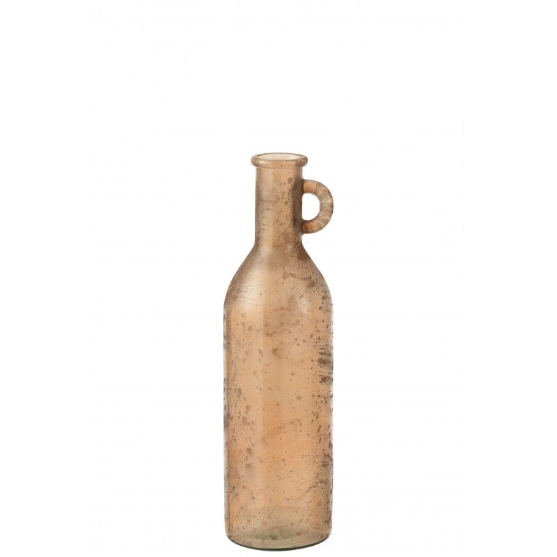 LANADECO Jarrón botella cilíndrico cristal marrón alt. 50 cm
