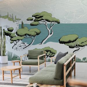 Acte Deco Papel pintado panoramico paisaje de arroyos blanco 450x250cm