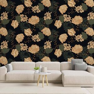 Hexoa Papel pintado, floral negro. 156x270cm