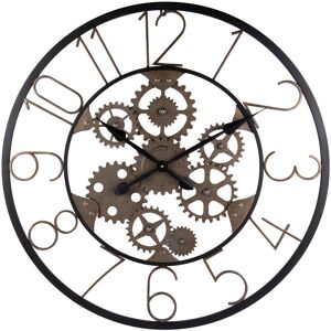 Maisons du Monde Reloj con engranajes de metal negro y efecto oxidado D.80