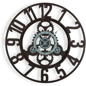 Versa Home Reloj de pared estilo vintage en metal negro y azul