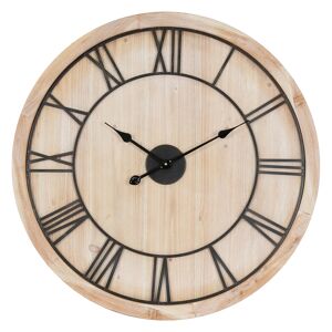 ECD Germany Reloj de pared MDF/madera marron Ø76 x 3.5 cm