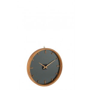 LANADECO Reloj mural redondo madera/cristal marrón/negro 40 cm