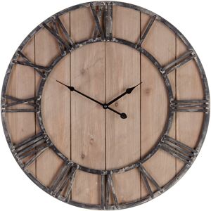 LolaHome Reloj tallado negro y natural de fibra de madera de densidad media