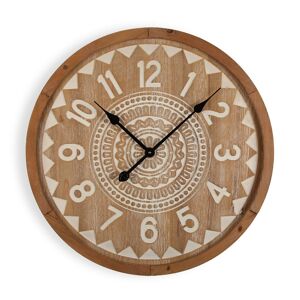 Versa Home Reloj de pared estilo vintage en madera aglomerada marrón y blanco