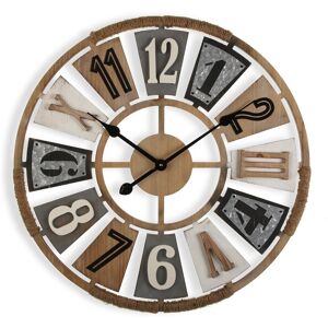 Versa Home Reloj de pared estilo vintage en madera aglomerada gris y marrón