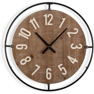 Versa Home Reloj de pared estilo vintage en madera aglomerada marrón y negro