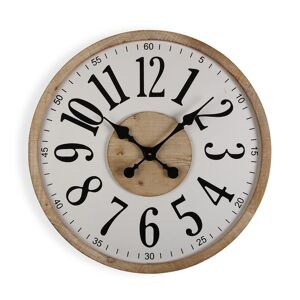 Versa Home Reloj de pared estilo vintage en madera aglomerada blanco y negro