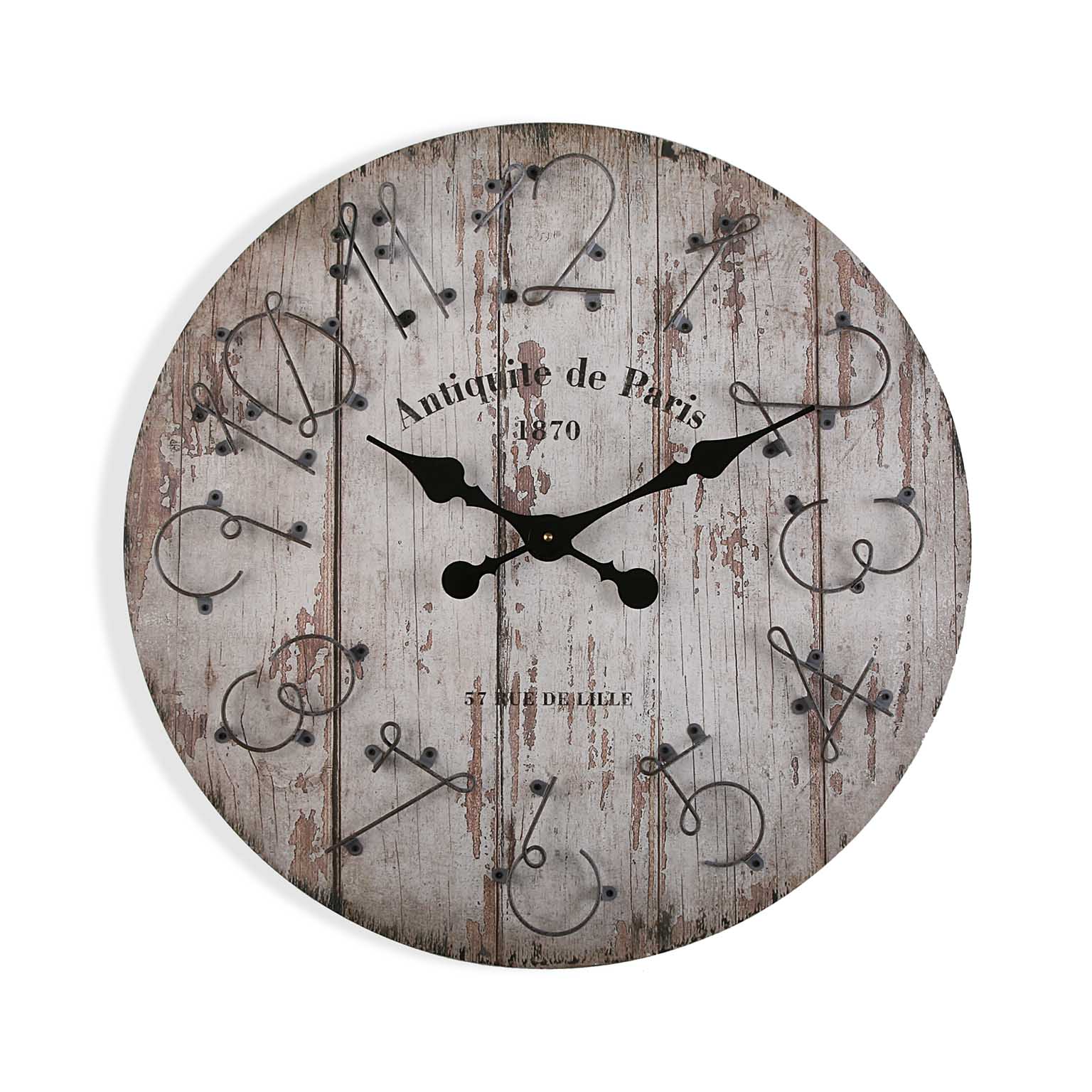 Versa Home Reloj de pared estilo vintage en madera gris