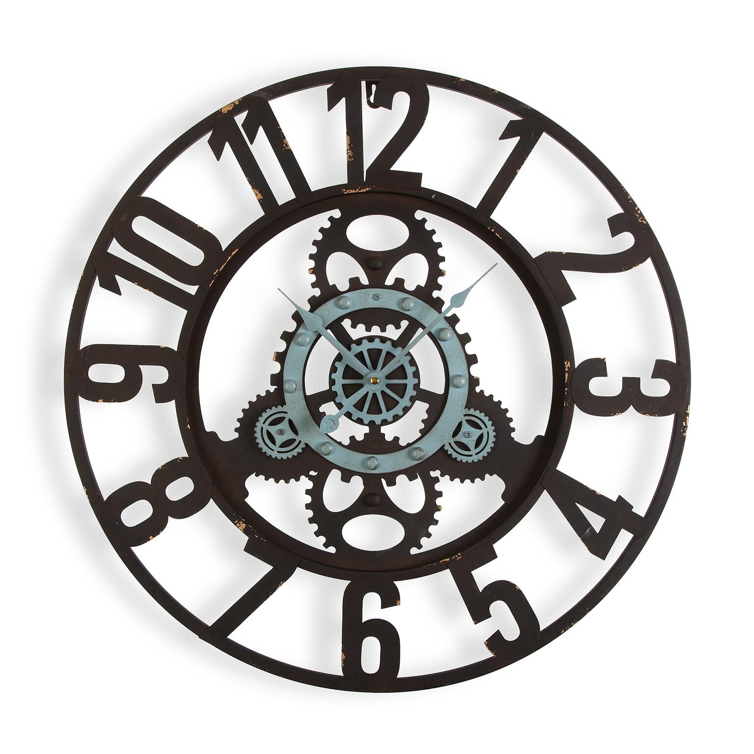 Versa Home Reloj de pared estilo vintage en metal negro y azul