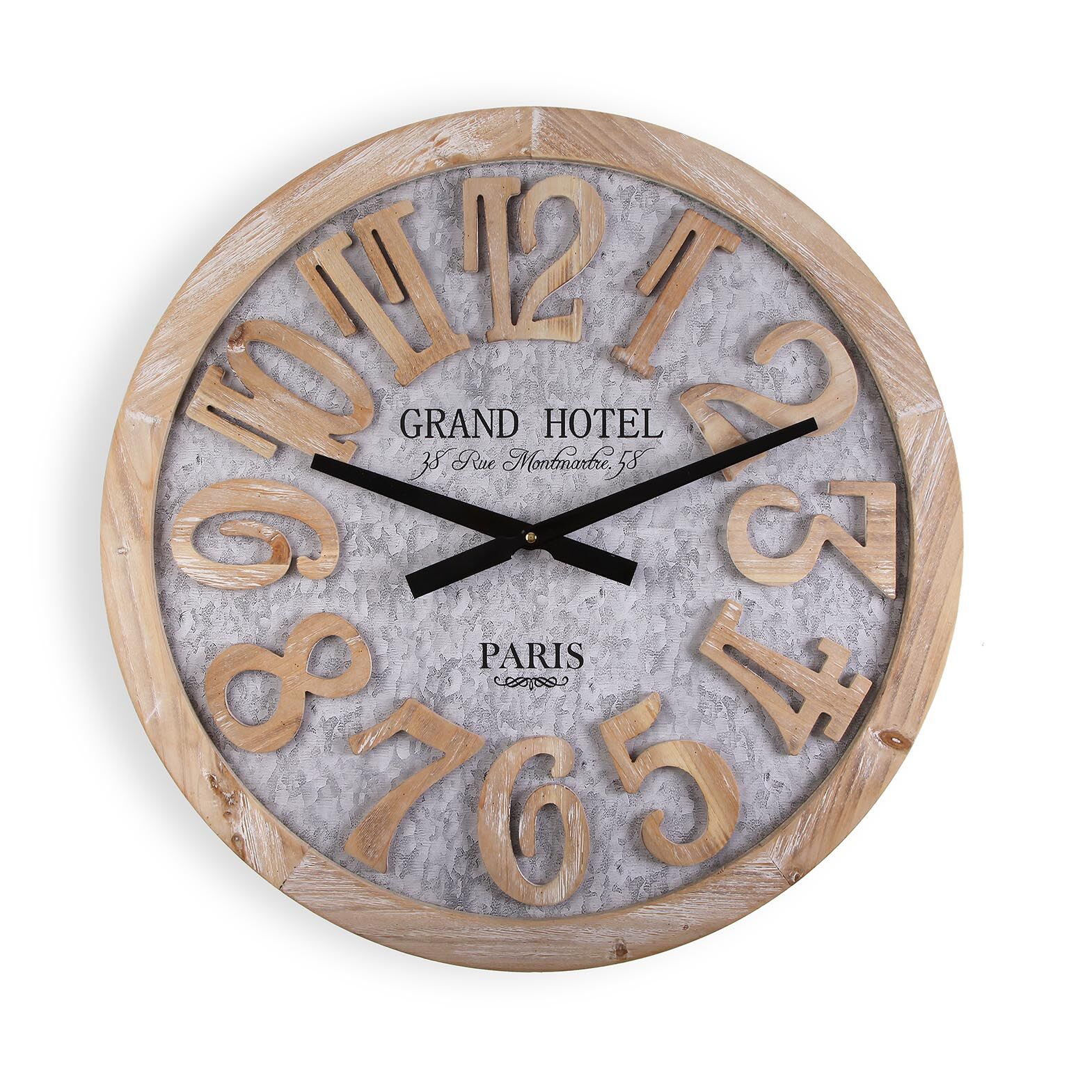 Versa Home Reloj de pared estilo vintage en madera y metal gris y marrón