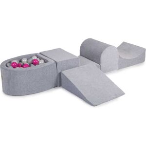 MeowBaby Parque infantil con piscina de bolas: perla blanco/gris/rosa oscuro