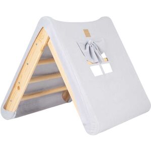 MeowBaby Casa trepadora triangular con marco plegable natural, gris azul