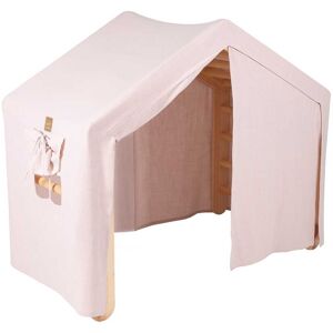 MeowBaby Casa Grande con Escalera Plegable para Niños 112x61x94cm Natural/Rosa