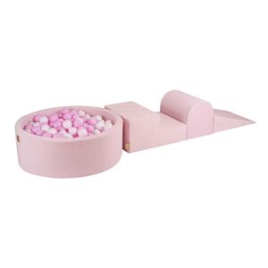 MeowBaby Juegos de espuma con piscina de bolas Blanco/Rosa pastel W90cm