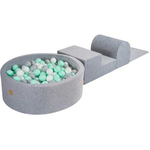 MeowBaby Juegos de espuma con piscina de bolas Blanco/Gris/Menta W90cm