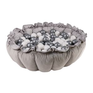 MeowBaby Alfombra de juego de flores con piscina de bolas Gris: plata/perla