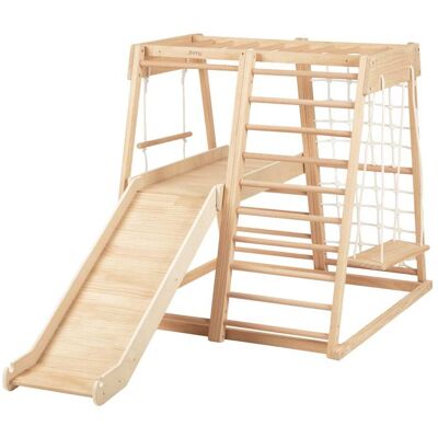 Sunny Torre de escalada con tobogán y columpio de madera, beige Sunny Torre de escalada con tobogán y columpio de madera, beige
