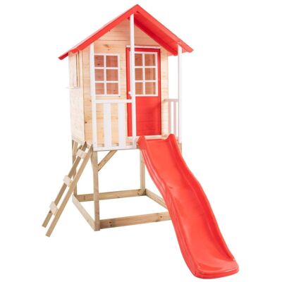 TP Toys Casita sobre pilotes con tobogán madera rojo fsc® TP Toys Casita sobre pilotes con tobogán madera rojo fsc®