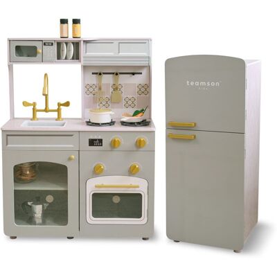 Teamson Cocina Infantil Modular de Madera Blanca con Frigorífico, 92cm, Verde Teamson Cocina Infantil Modular de Madera Blanca con Frigorífico, 92cm, Verde