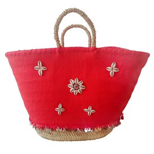 My Bliss Home Bolso en hojas de palma y lona, rojo