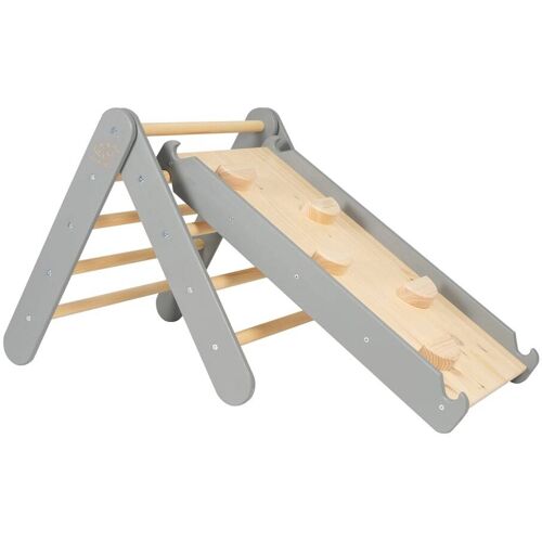 MeowBaby Triángulo de escalada con tobogán para niños - montessori gris