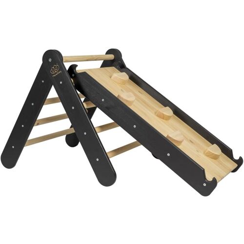 MeowBaby Triángulo de escalada con tobogán para niños - montessori negro