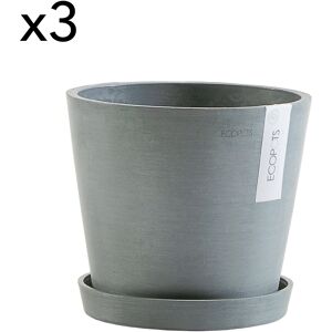 Ecopots Macetas con platillo azul-gris D20 - juego de 3 